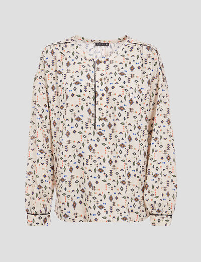 Blouse manches longues beige femme