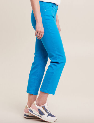 Jean droit taille basse 7/8ème bleu femme