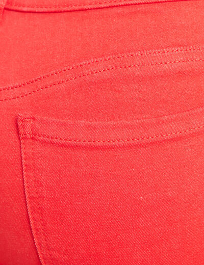 Pantalon bootcut taille basculée rouge femme