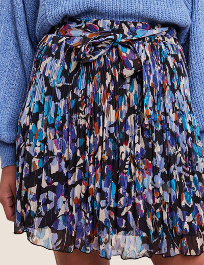 Jupe évasée plissée bleu femme