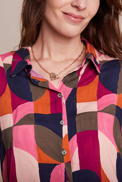 Chemise manches longues multicolore femme