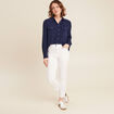 Pantalon droit taille haute 7/8ème blanc femme