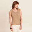 Débardeur tricot sans manches sable femme
