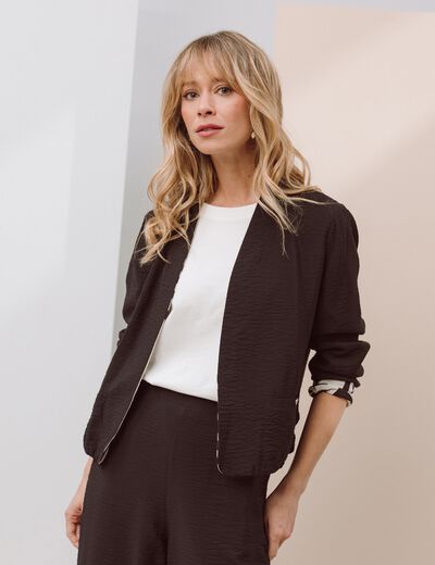 Veste r&eacute;versible manches longues noir femme