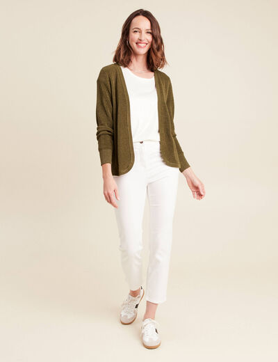 Gilet manches longues vert olive femme