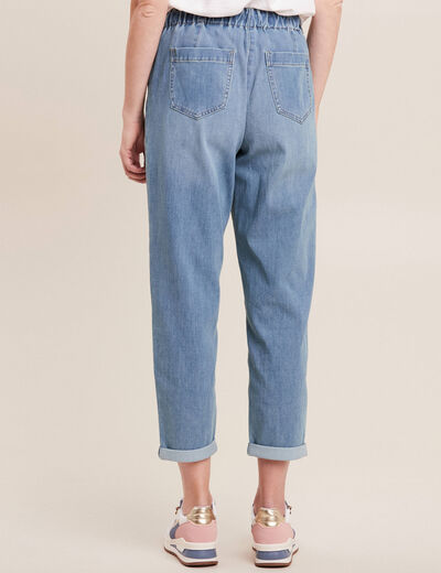 Jean coupe mom 7/8&egrave;me denim double stone femme