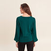 Pull cintr&eacute; col rond manches longues vert fonc&eacute; femme