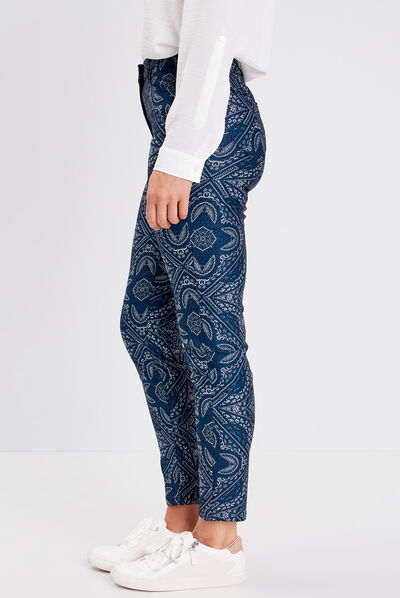 Pantalon ajusté bleu foncé femme