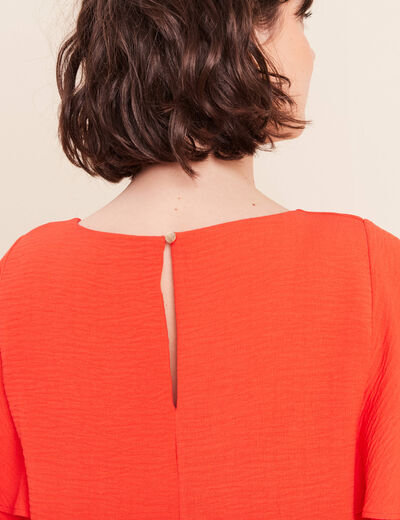 Robe courte &eacute;vas&eacute;e manches courtes orange fonc&eacute; femme
