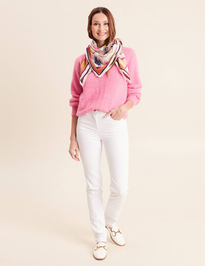 Pull confectionn&eacute; en France rose fushia femme