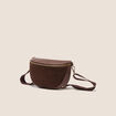 Sac banane bi-mati&egrave;re bandouli&egrave;re marron fonc&eacute; femme