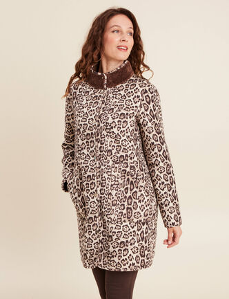 Manteau réversible marron foncé femme