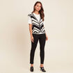 Gilet court droit col v en coton noir femme