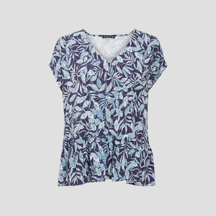 Blouse manches courtes bleu marine femme