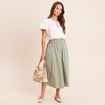 Blouse col tunisien manches courtes ecru femme