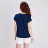 T shirt manches courtes bleu fonce femme