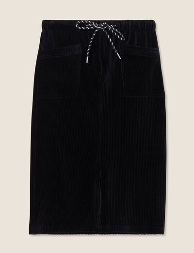 Jupe droite velours noir femme