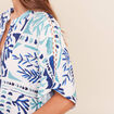 Chemise ample manches courtes fluide bleu femme