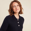 Pull manches courtes bleu foncé femme