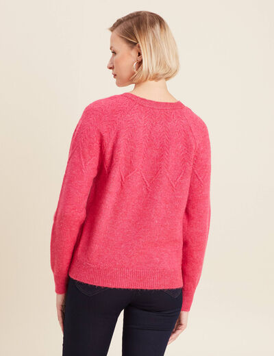 Pull manches longues rose framboise femme