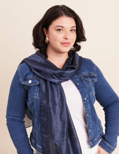 Foulard effet satin bleu marine femme