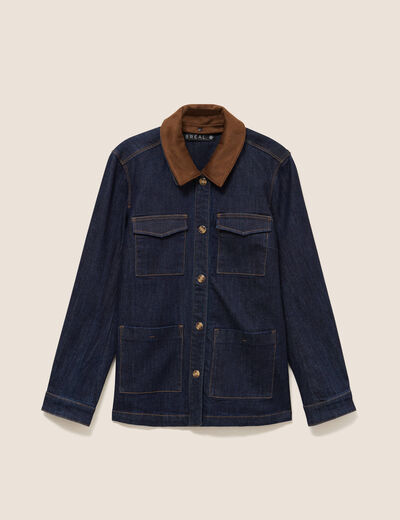 Veste droite &agrave; manches longues denim brut femme