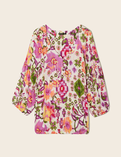 Blouse manches 3/4 prune femme