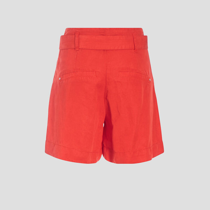 Short évasé taille haute rouge femme