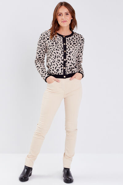 Jean magique ajusté taille standard ecru femme