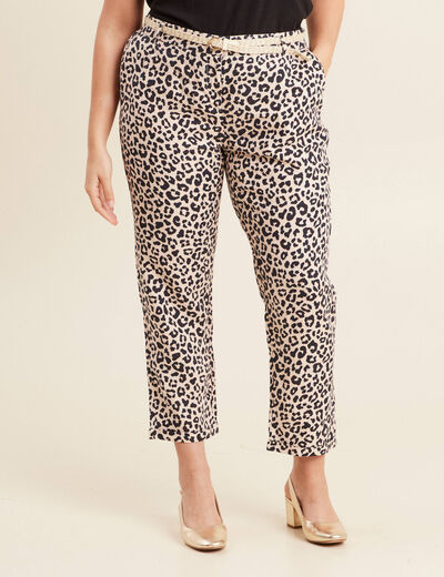 Pantalon coupe chino en lin sable femme