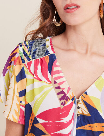 T-shirt manches courtes multicolore femme