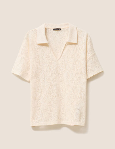 Chemise manches courtes ecru femme