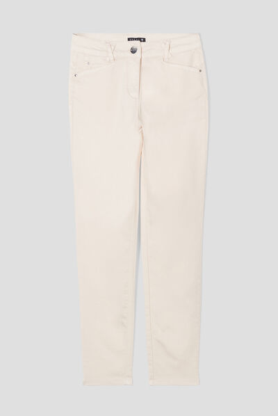 Pantalon ajusté ivoire femme