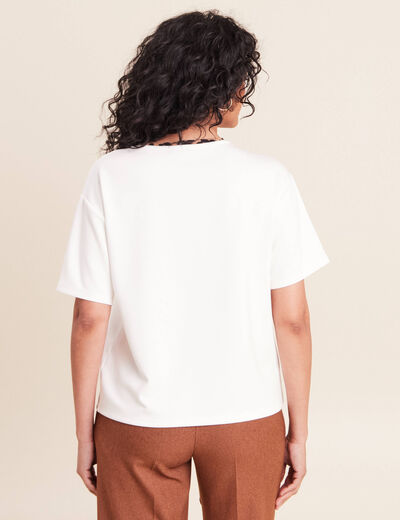 T-shirt col rond manches courtes ecru femme