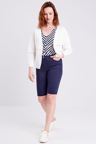 Gilet manches longues ecru femme