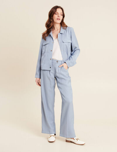 Pantalon flou irisé bleu clair femme