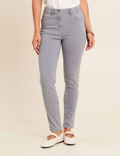 Jean magique L'Unique coupe ajust&eacute;e denim gris femme