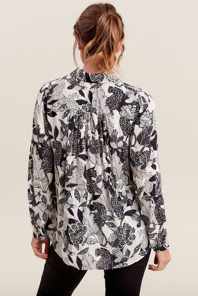 Chemise manches longues bleu foncé femme