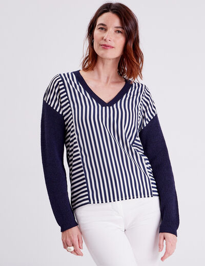 Pull manches longues blanc femme