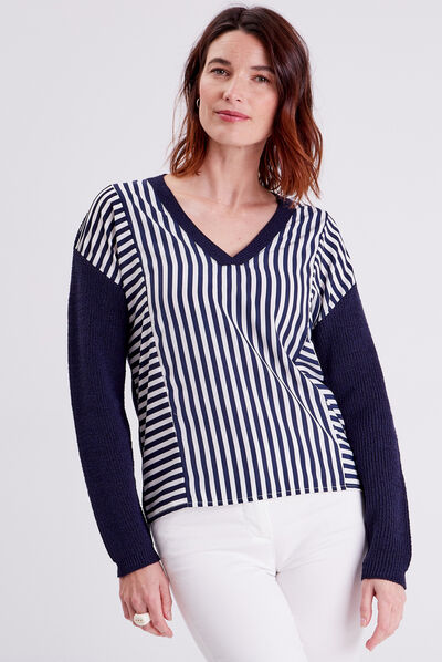Pull manches longues blanc femme