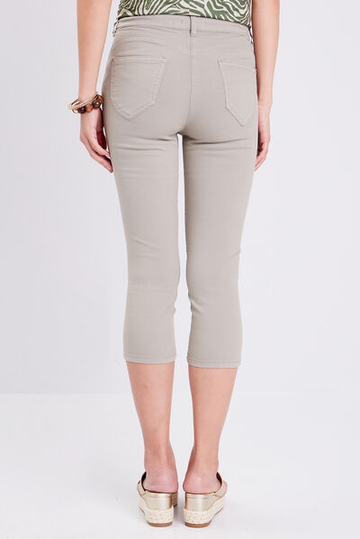 Pantacourt droit taille standard vert clair femme