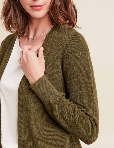 Gilet manches longues vert olive femme