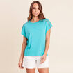 T-shirt col rond manches courtes vert turquoise femme