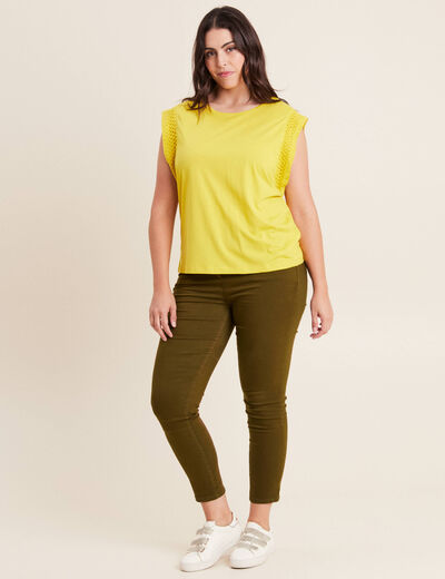 T-shirt sans manches vert anis femme