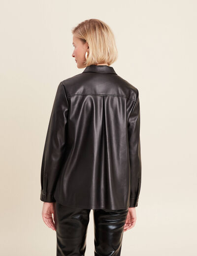 Chemise simili cuir noir femme