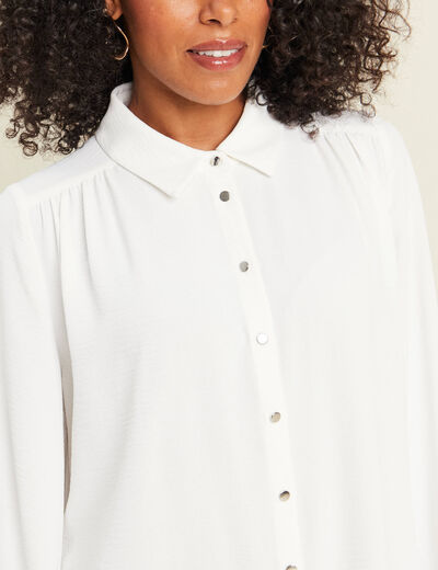 Chemise fluide manches longues ecru femme