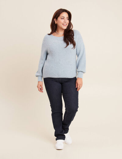 Pull confectionné en France bleu canard femme