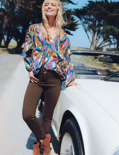 Blouse manches longues multicolore femme
