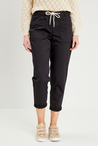 Pantalon flou à coulisse noir femme