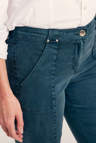 Pantalon ajusté bleu canard femme